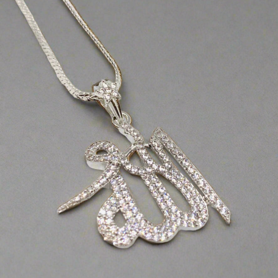 Zirconia Gold Plated Calligraphy Allah Pendent