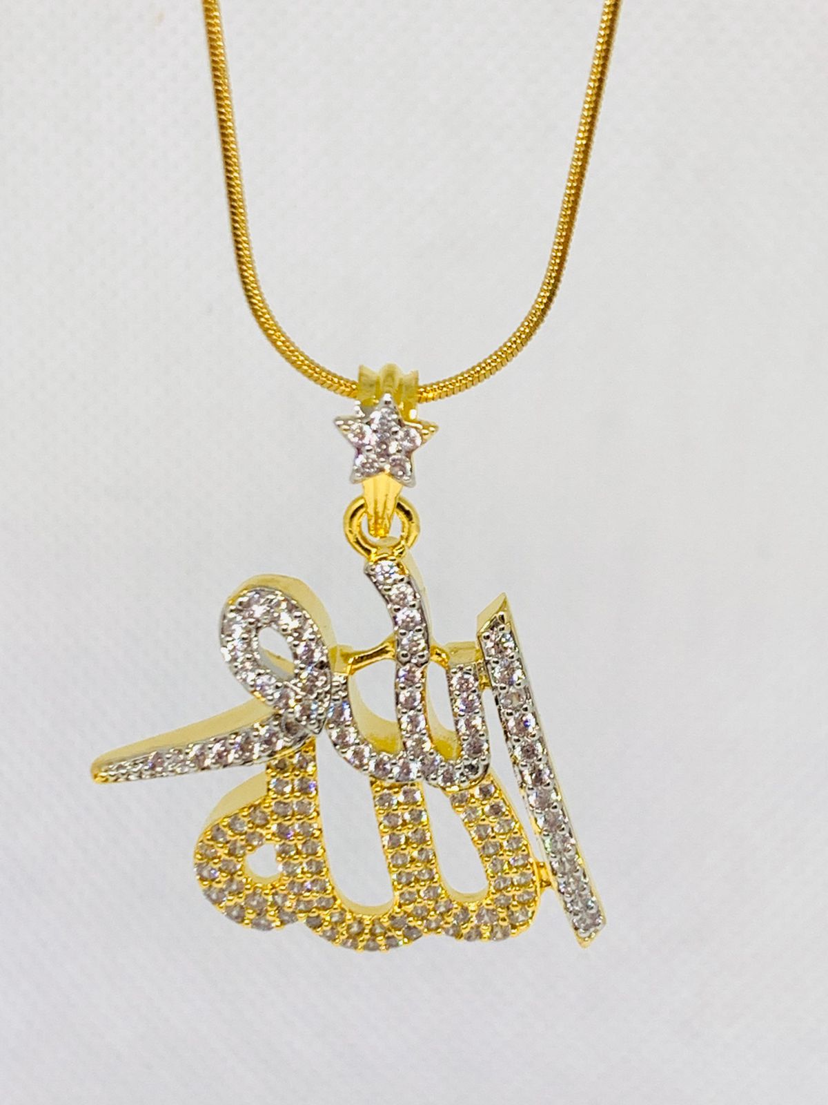 Zirconia Gold Plated Calligraphy Allah Pendent