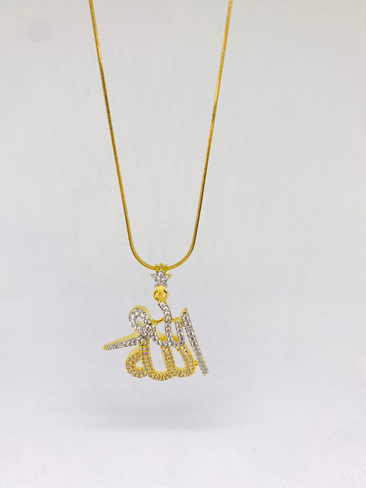 Zirconia Gold Plated Calligraphy Allah Pendent