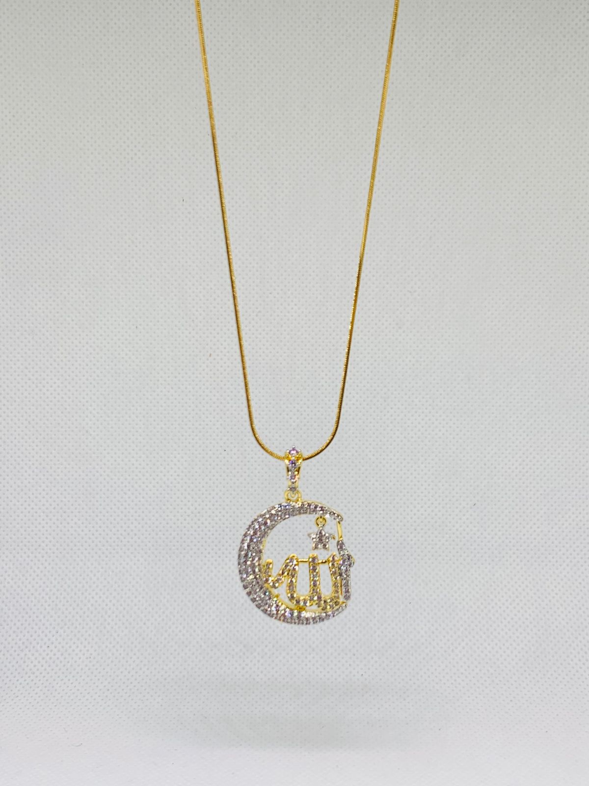 Zirconia Gold Plated Calligraphy Allah Pendent