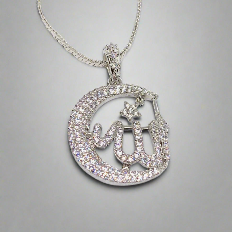 Zirconia Gold Plated Calligraphy Allah Pendent