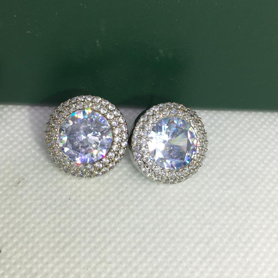 2pcs/set High Quality Round Zircon Jewelry Set Necklace and Earrings