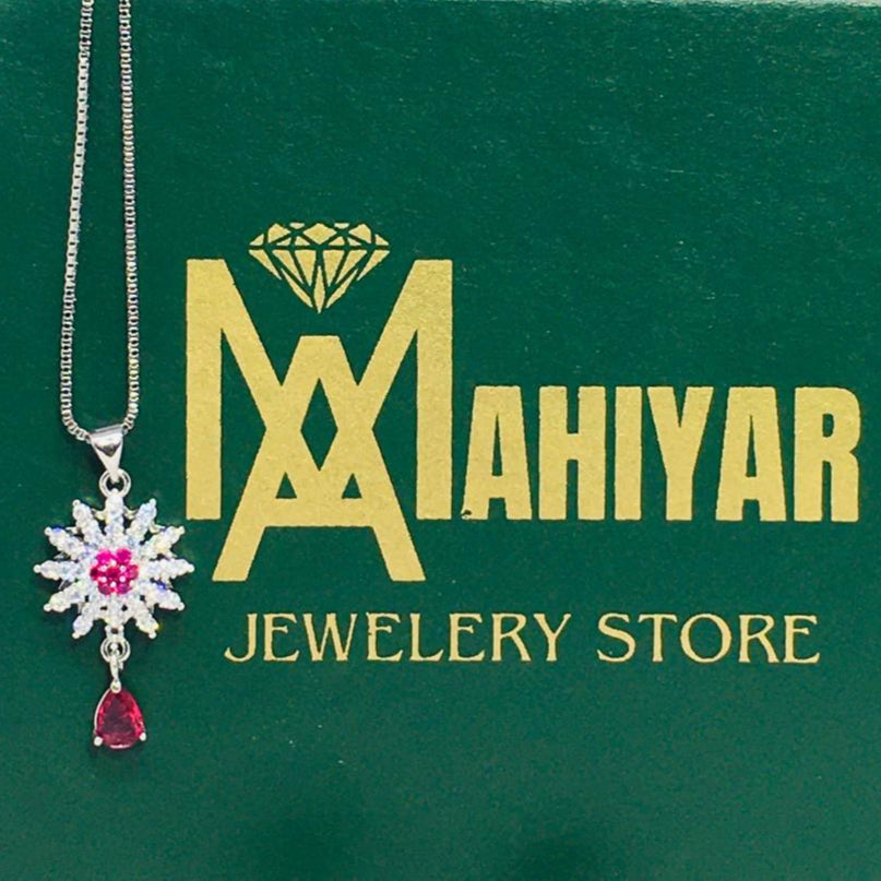 Gorgeous Pear Cut Cubic Zirconia Necklace and Earrings Engagement Pink Pendant Jewelry Set for Women