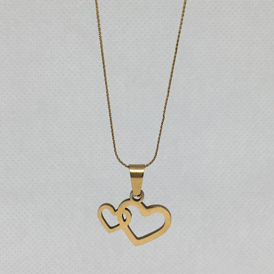 Fashion Love Heart Necklace Stainless Steel Gold Color