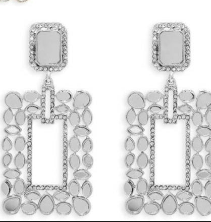 Fashionable Rose Gold and Silver Color Mirror Earring
