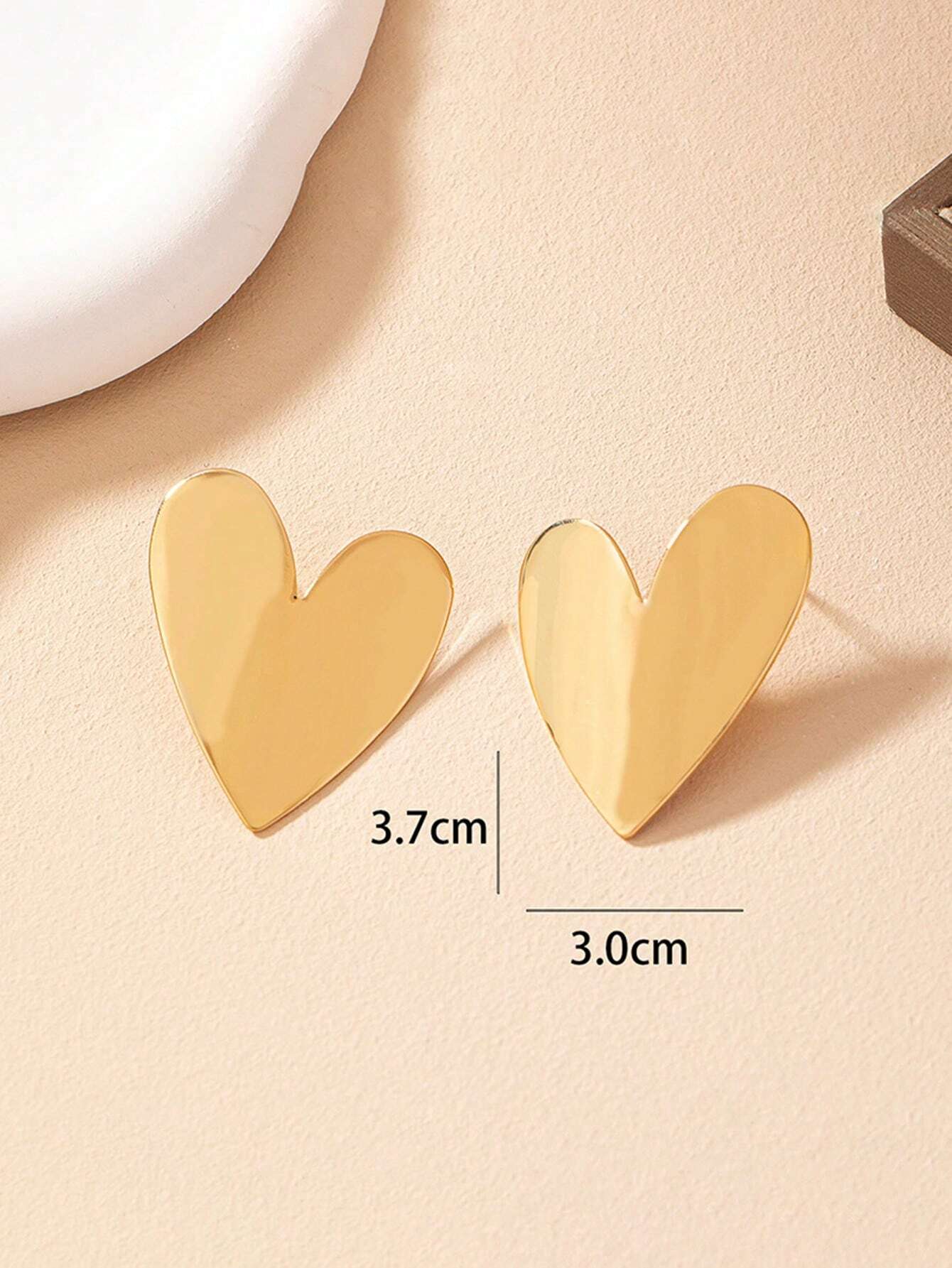 Large Metal Heart Post Earrings
