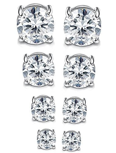 Jstyle 2 Pairs Stainless Steel Magnetic Stud Earrings for Men Women Non-piercing CZ Hypoallergenic