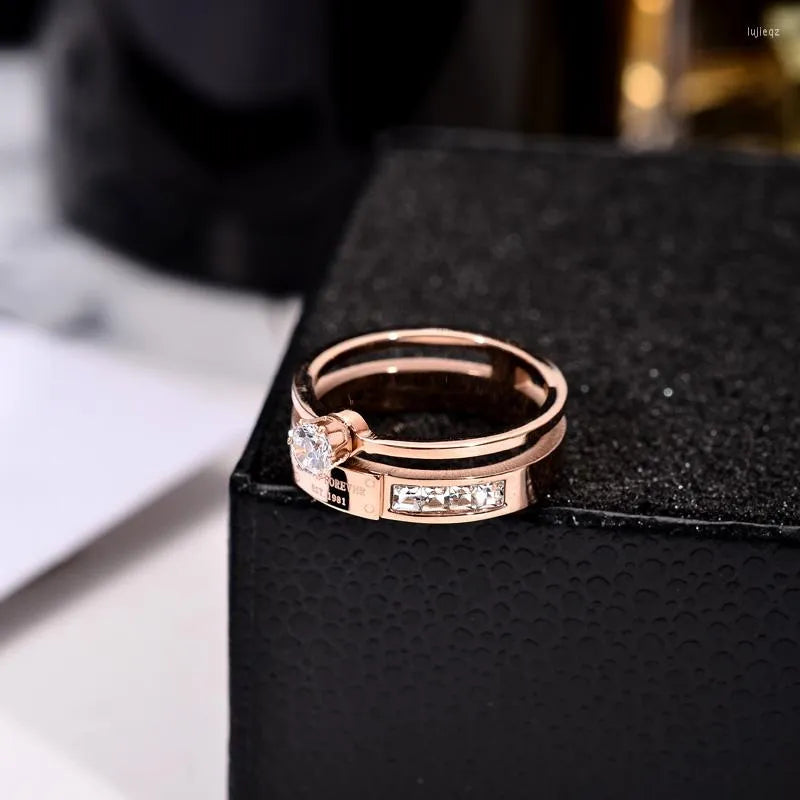 925 sterling Rose Gold Cluster Diamond Ring