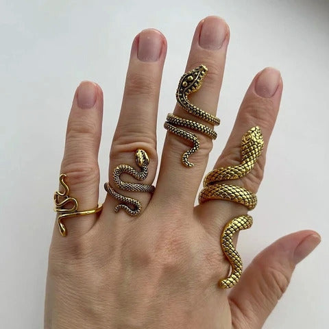Antique Golden Snake Rings - Adjustable Rings