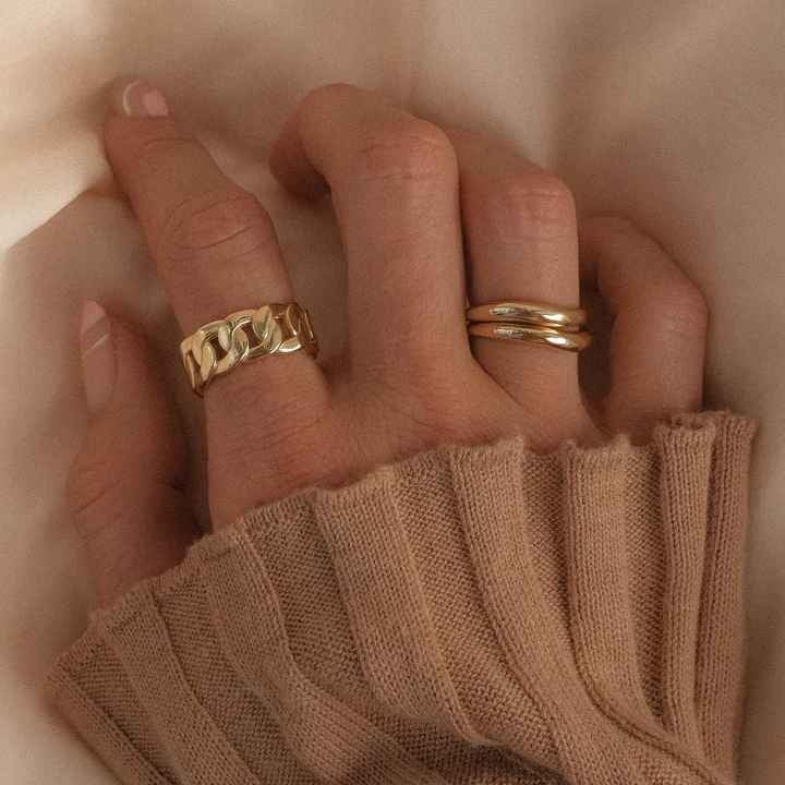 New Fashion Jewelry Accessories Stainless Steel Link Chain Finger Ring Open Adjust Ring Curb Link Ring for Women