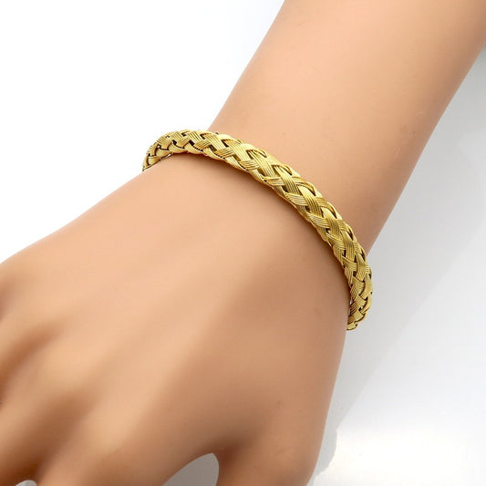 HC Adjustable Wire Rope Bracelet Stainless Steel 8mm Bangle Set Ladies Men