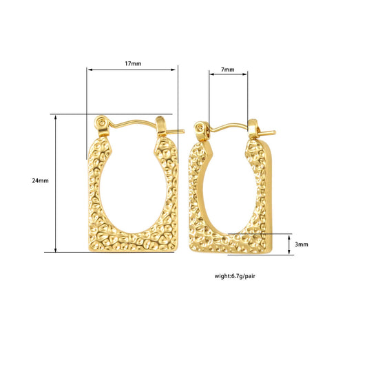 Unique Flower Pattern Hoop Earrings Fashion Women's Gold Plated Earrings