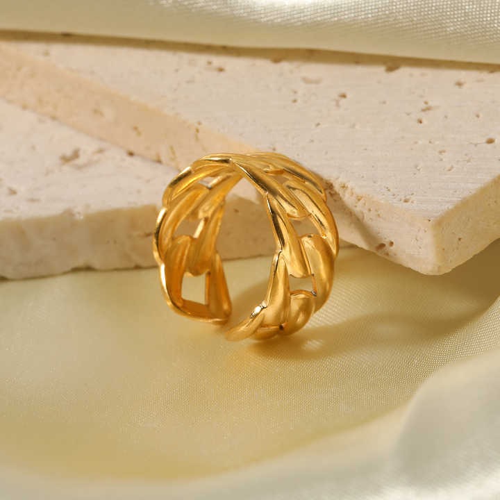 New Fashion Jewelry Accessories Stainless Steel Link Chain Finger Ring Open Adjust Ring Curb Link Ring for Women