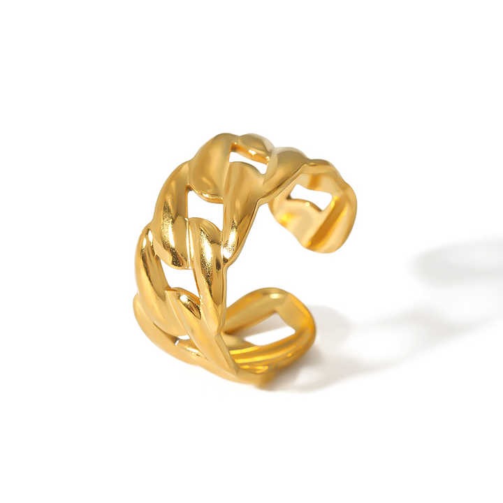 New Fashion Jewelry Accessories Stainless Steel Link Chain Finger Ring Open Adjust Ring Curb Link Ring for Women