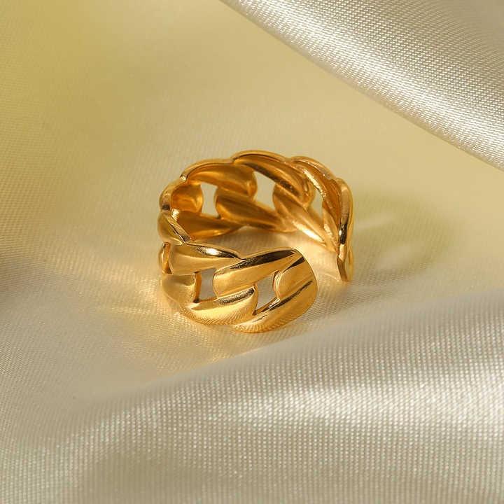 New Fashion Jewelry Accessories Stainless Steel Link Chain Finger Ring Open Adjust Ring Curb Link Ring for Women