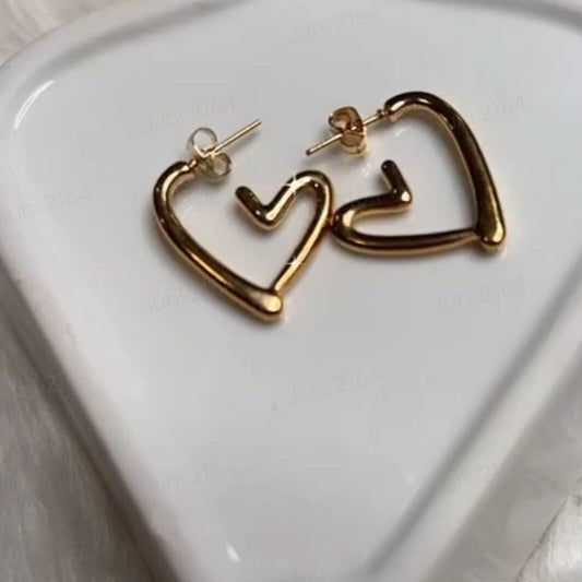 18k Gold Plated Love Heart Shaped Studs