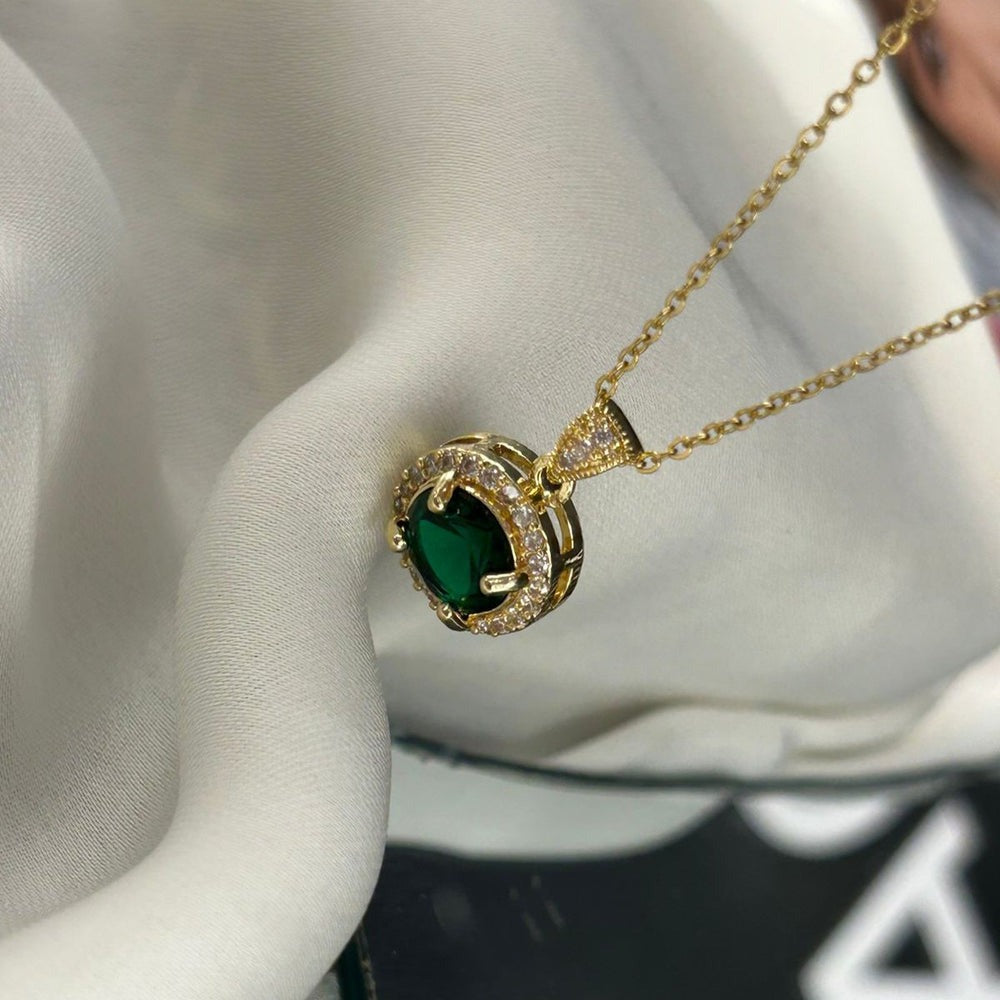 Stainless steel Emarald locket Necklace