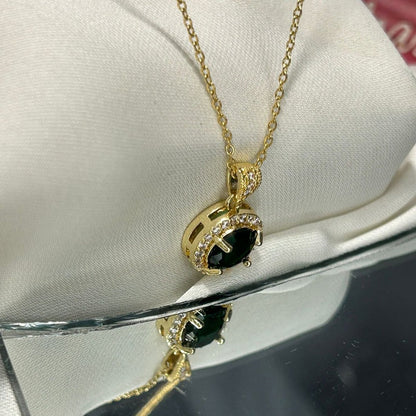 Stainless steel Emarald locket Necklace