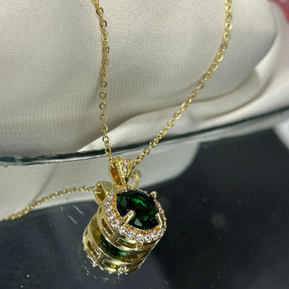 Stainless steel Emarald locket Necklace