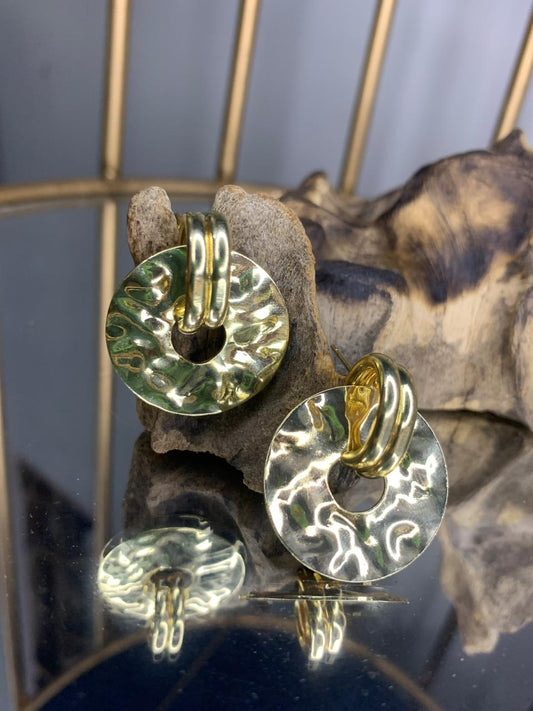 Greek Twist Hoop Earrings in Gold Stainless Steel