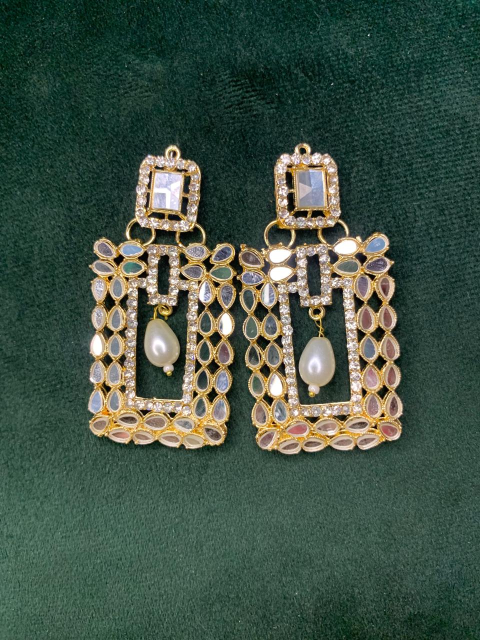 Fashionable Rose Gold and Silver Color Mirror Earring