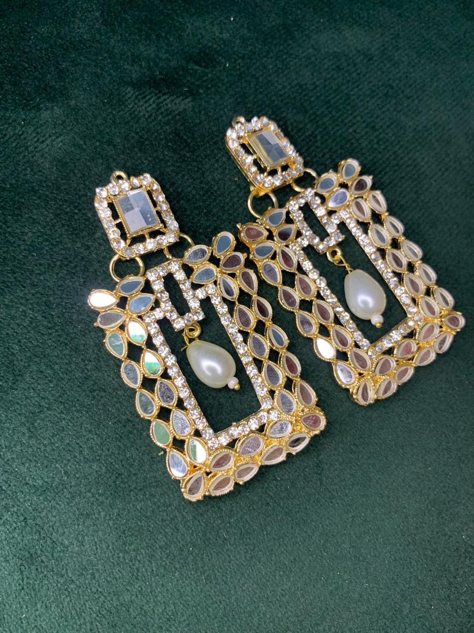 Fashionable Rose Gold and Silver Color Mirror Earring