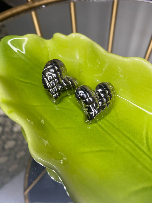 Elegant Stainless steel Silver Heart shape Earrings