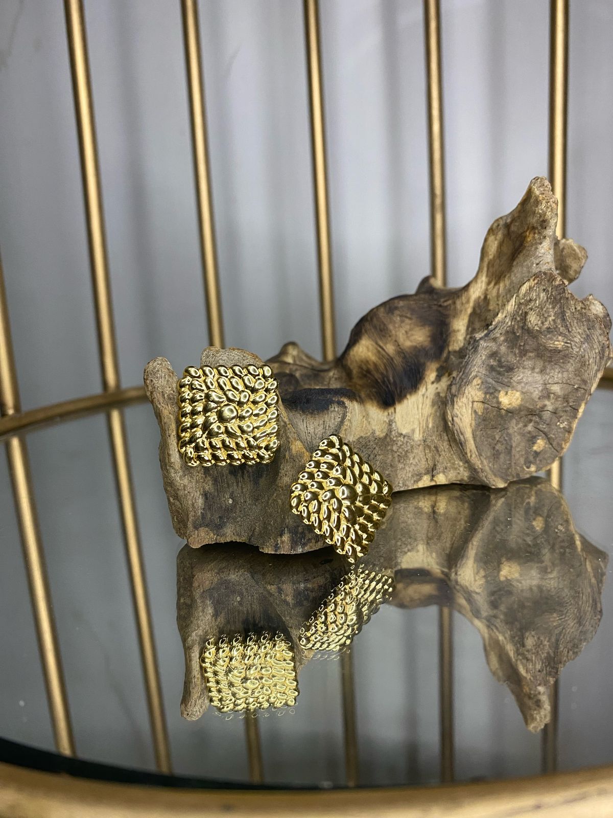 Textured Stainless steel Square Earrings