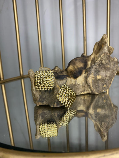 Textured Stainless steel Square Earrings