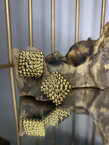 Textured Stainless steel Square Earrings