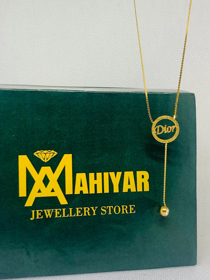 Stylish Gold "Dior" Pendant Necklace