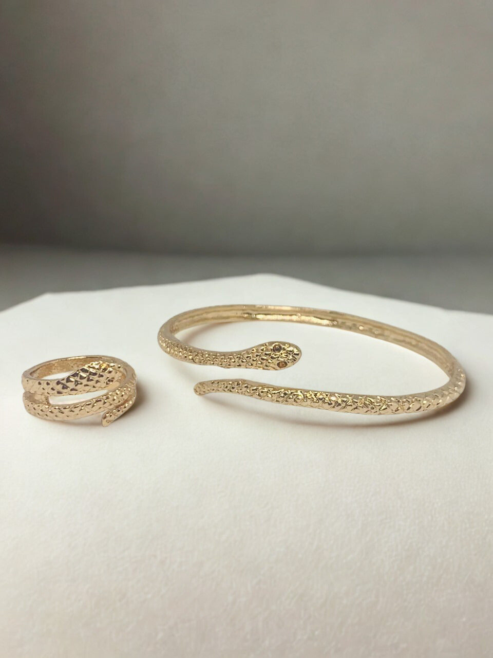 Versatile Adjustable Snake Bracelet and Ring Set for Girl Women