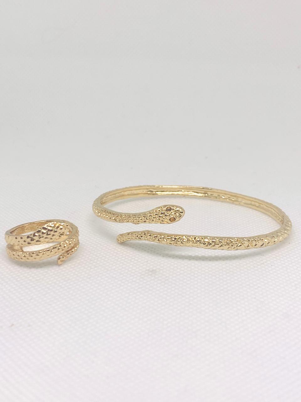 Versatile Adjustable Snake Bracelet and Ring Set for Girl Women