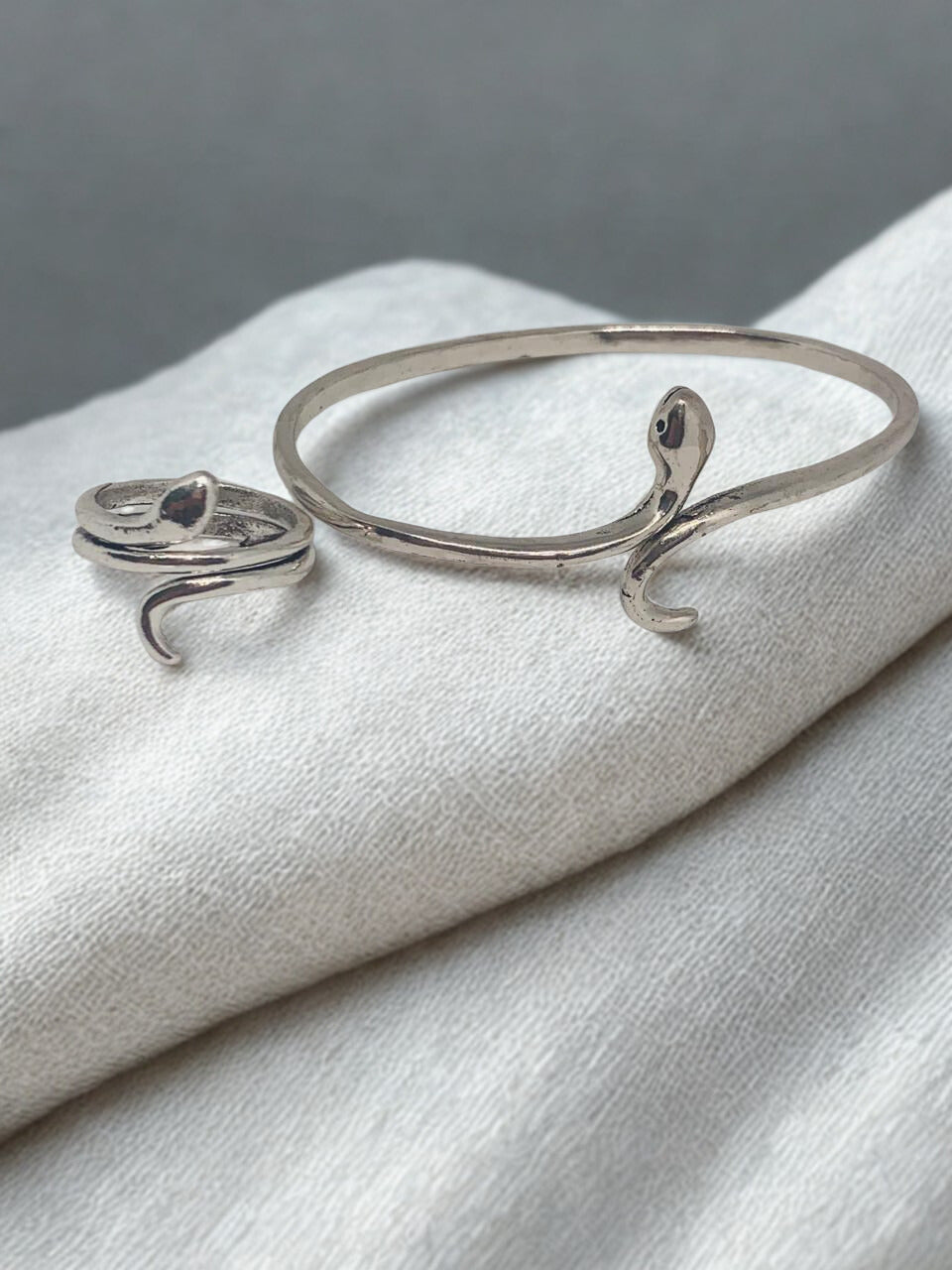 Versatile Adjustable Snake Bracelet and Ring Set for Girl Women