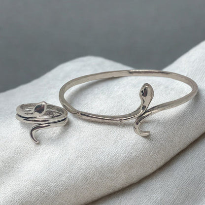 Versatile Adjustable Snake Bracelet and Ring Set for Girl Women
