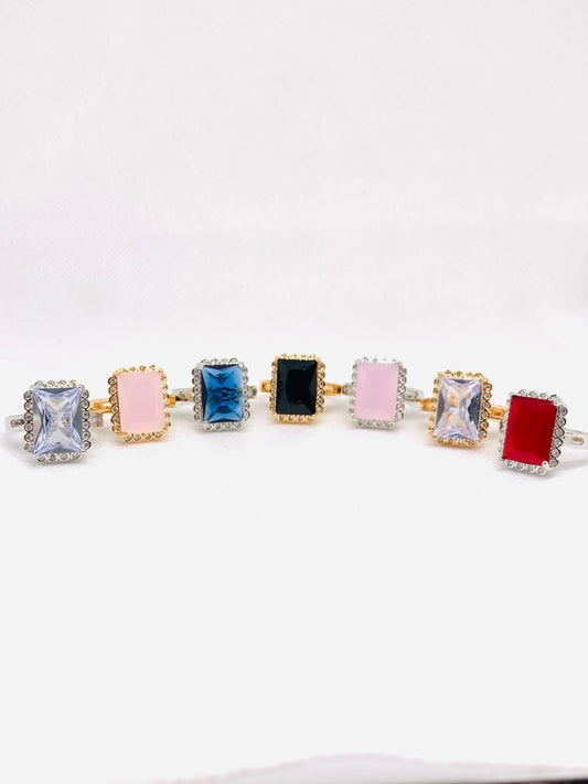 Band Rings Vintage Nickel silver Gemstone Wedding Party Rings for Women