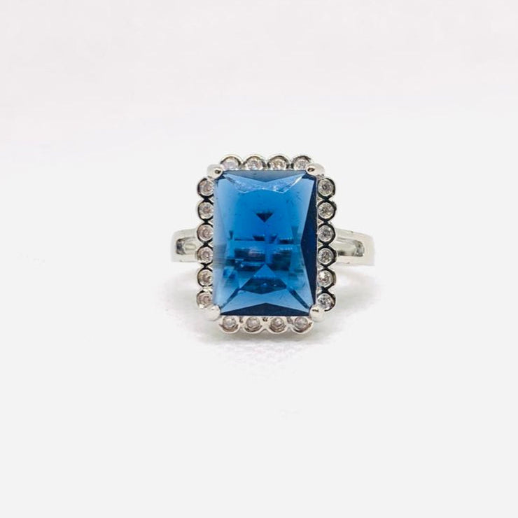 Band Rings Vintage Nickel silver Gemstone Wedding Party Rings for Women