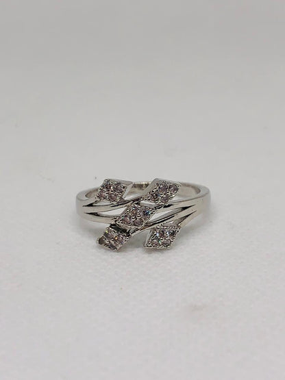 Simulated Sparkling Silver Cluster Ring Gift for Women – Statement Piece