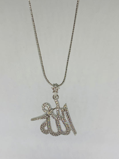 Zirconia Gold Plated Calligraphy Allah Pendent