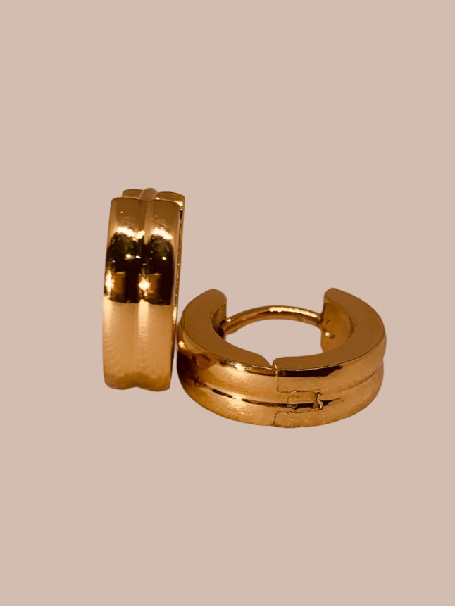 Classic Gold Color Stainless Steel Circle Ear Buckle Small Hoop Earrings for Women Men