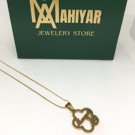 Stainless Steel Gold Mama Heart Pendant Necklace 
