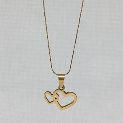 Fashion Love Heart Necklace Stainless Steel Gold Color