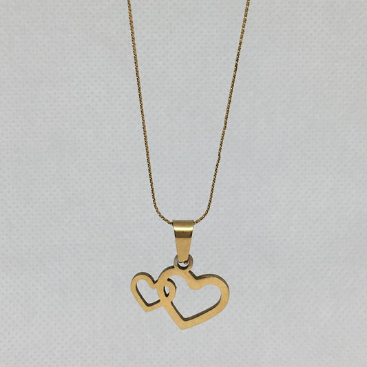 Fashion Love Heart Necklace Stainless Steel Gold Color