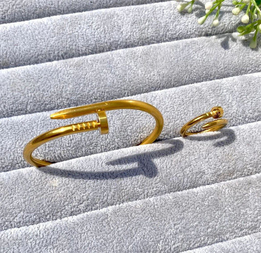 Stainless steel Nail Bracelet and Ring Set