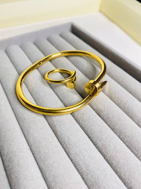 Stainless steel Nail Bracelet and Ring Set