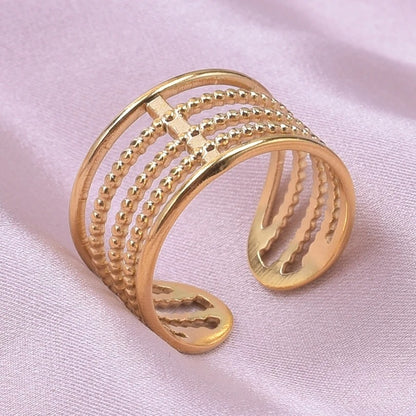 Gold Color Stainless Steel Multi Layer Rings for Women Hollow out Open Finger Ring Fashion Wedding Party Jewelry Gift