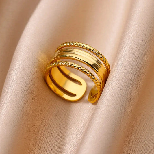 Trendy Finger Charm Accessory 18K Gold Plated Simple Rings For Women Girl Engagement Wedding Fashion Jewelry Anillos Wholesale