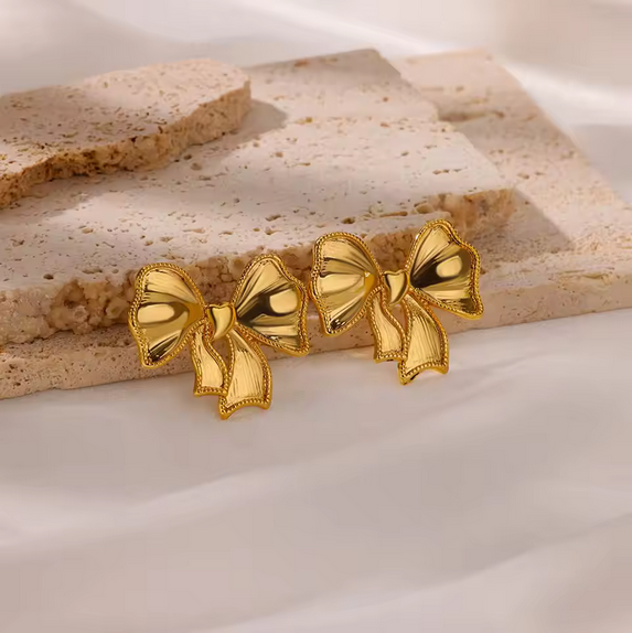 Bow Stainless Steel Stud Earrings for Women