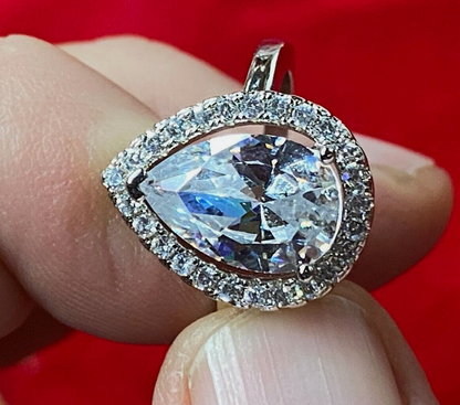 Teardrop CZ Bling Ring Classy Statement Ring Silvertone