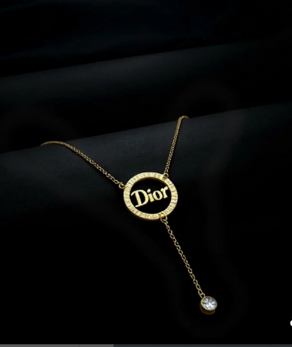 Stylish Gold "Dior" Pendant Necklace